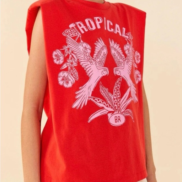 FARM Rio Red Sleeveless Boxy Muscle Tee - Picture 2 of 9